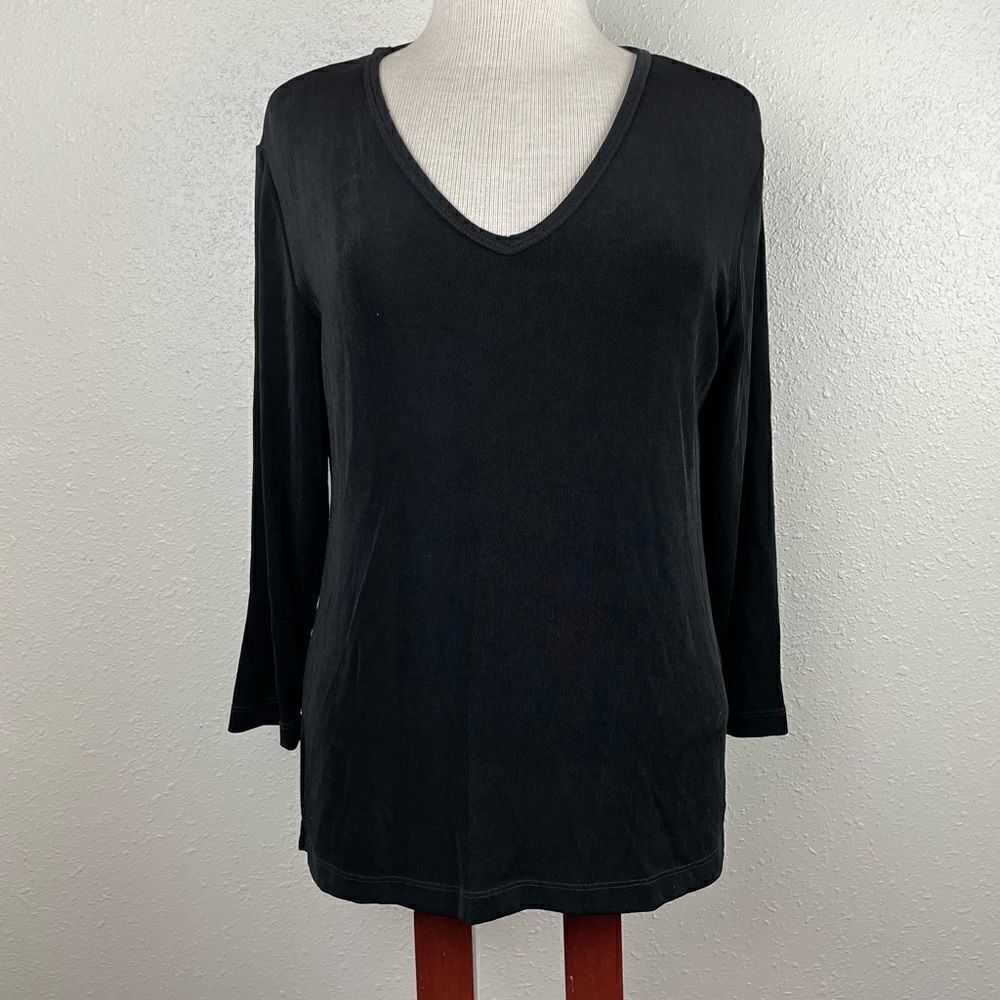 Wear It Black Long Sleeve V-Neck Top Size S EUC